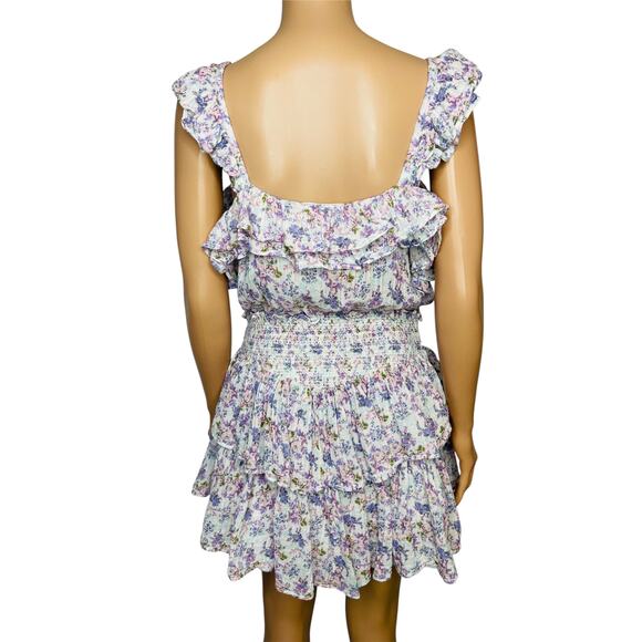 Loveshackfancy Shanely Floral Print Ruffled Mini Dress size Medium - Picture 4 of 8